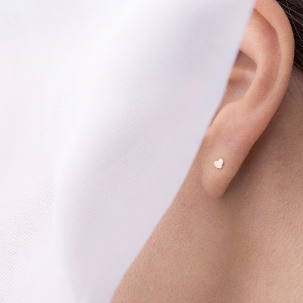 Stainless Steel Heart Stud Earrings - Picture 4 of 7